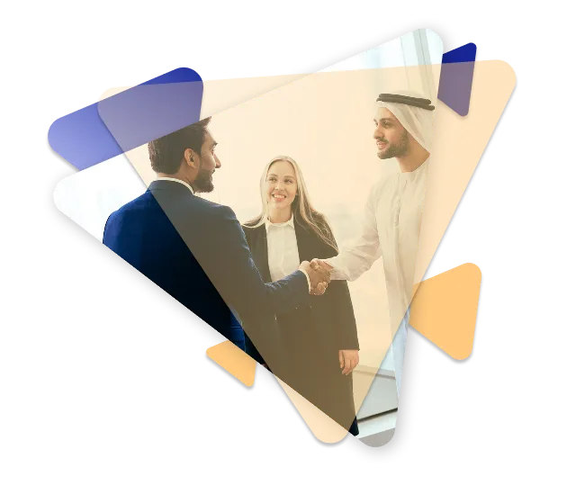 Business partners shaking hands in Dubai